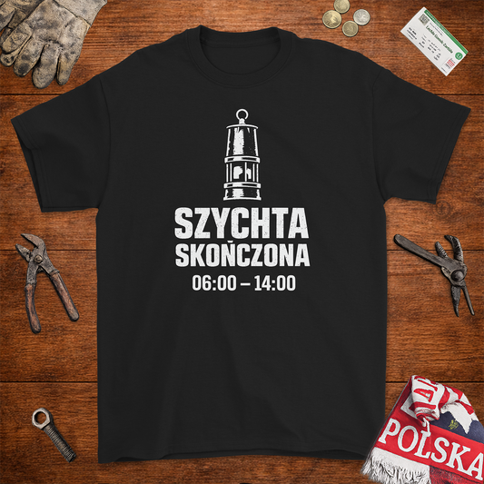Koszulka Szychta Skończona 06:00-14:00 – Prezent dla Górnika | Gildan 2000