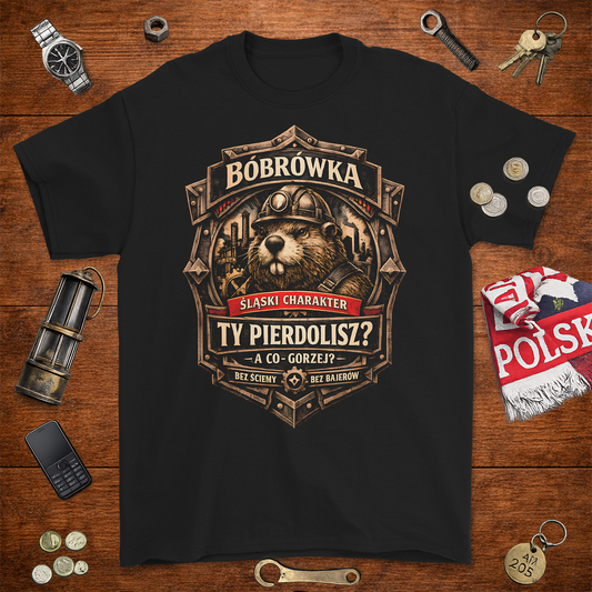 Koszulka Bóbrówka - Śląski Charakter & Humor | T-shirt Górniczy Gildan 2000