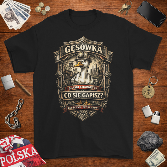 Koszulka Gęsówka – Co Się Gapisz? Śląski Charakter | Gildan 2000 Ultra Cotton