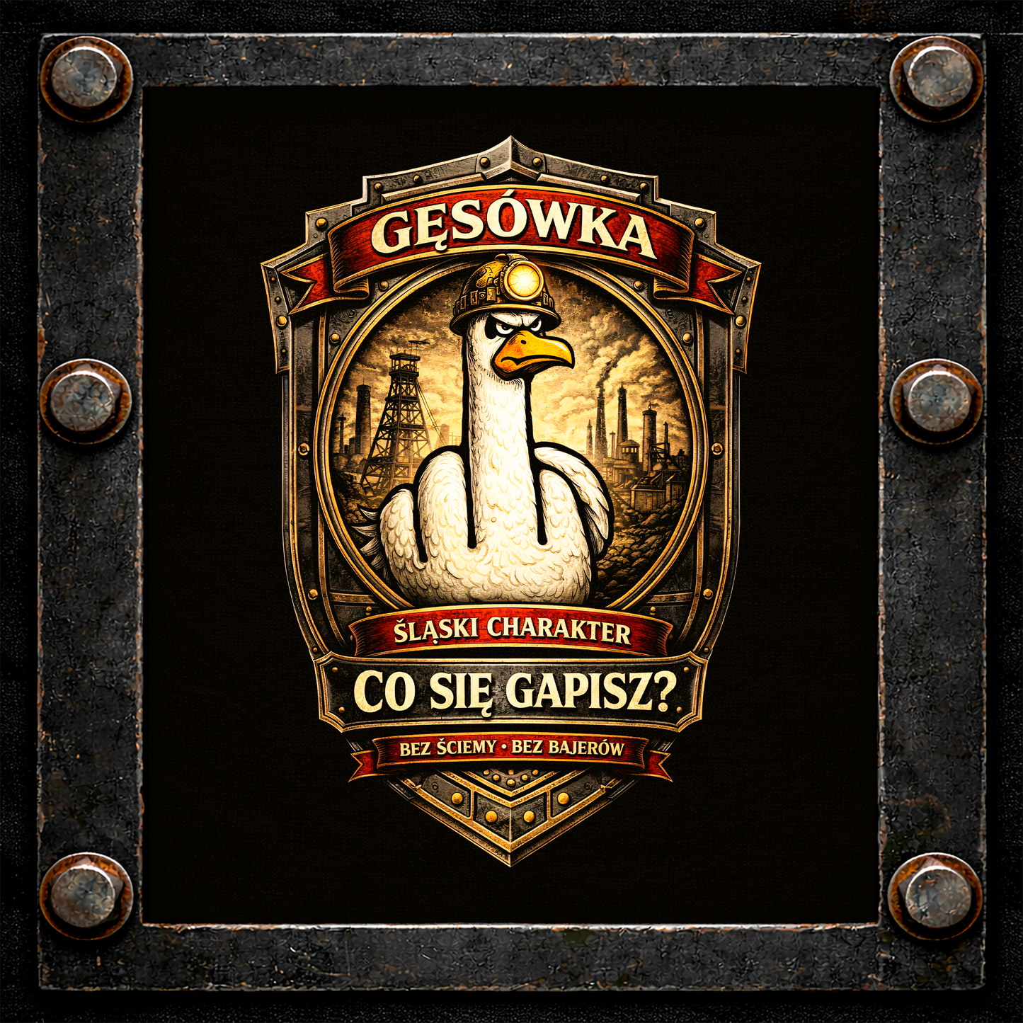 Koszulka Gęsówka Co Się Gapisz V2 - Śmieszny Prezent dla Ślązaka | Gildan 2000